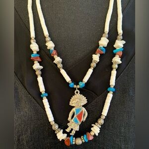 Zuni Kachina Double Strand Heishi Necklace